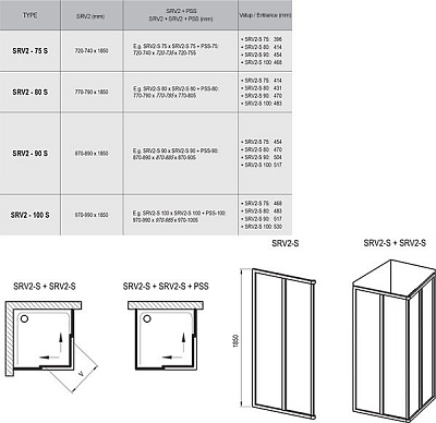 Душові двері Ravak SRV2-90 195 S білий+transparent