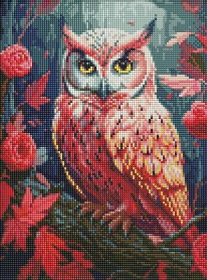Алмазная мозаика Разноцветная сова с голографическими стразами (AB) ©art_selena_ua Ideyka