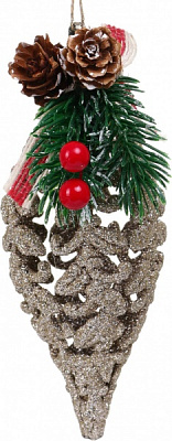 Декоративна підвіска Бурулька з декором 15x6 см HF20Y2-08 золотий