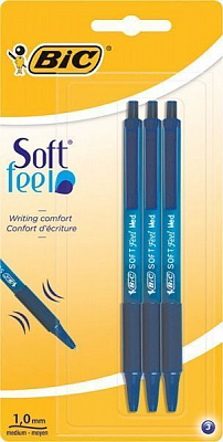 Набор ручек шариковых BIC Sof Feel clic Grip 3 шт. синие 