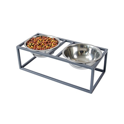 Підставка з мисками 10 центів для Джека №6 M 2 шт. по 600 мл графіт