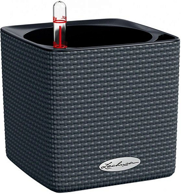 Вазон пластиковий Lechuza Cube Color 14 квадратний 2,7л темно-сірий (13380)