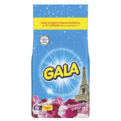 Стиральный порошок для машинной и ручной стирки Gala Аква-пудра Французский аромат 3 кг
