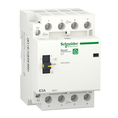 Контактор Schneider Electric Resi9 63 A 3P + N 4NO ~ 230В / 50Гц R9C20463