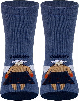 Носки детские Conte-Kids ВЕСЕЛЫЕ НОЖКИ (махровые, противоскольжения) рис. 291 17С-45СП р.16 джинс с рисунком 