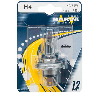 Лампа галогенная Narva (48881) H4 P43t 12 В 60/55 Вт 1 шт