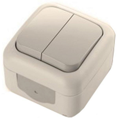 Вимикач подвійний Viko Palmiye IP54 кремовий