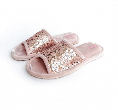 Тапки домашние Twins HS-LUX пайетки р.38/39 пудровый 