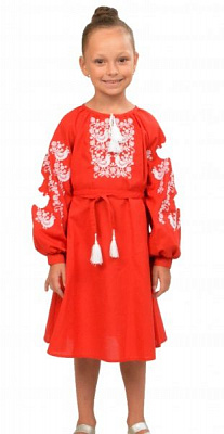 Платье Эдельвика 146 красный 166-19/00 