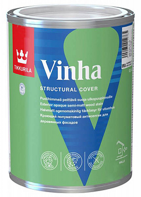 Фарба TIKKURILA антисептик Vinha для дерев'яних фасадів VC напівмат 0,9 л
