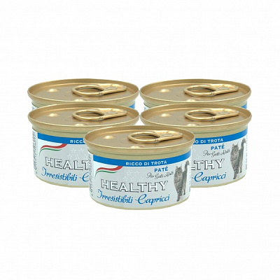 Консерва для привередливых кошек Healthy Irr.Cap 4+1 5x85 г форель и растительное масло