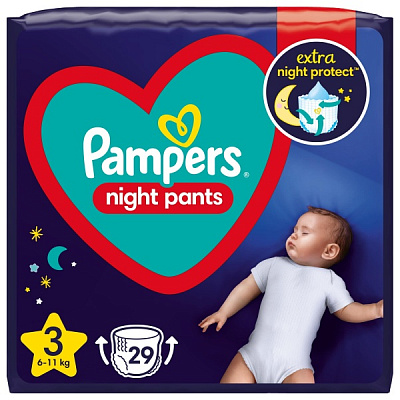 Подгузники-трусики Pampers Night Pants Размер 3 (6-11 кг) 29 шт.