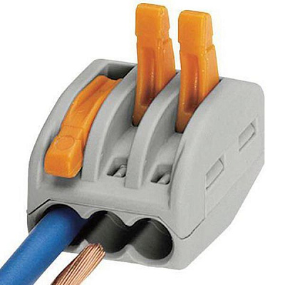 Клемма быстрого монтажа на 3 проводника с рычагами EMT 3x0,08-4/2,5 мм 3 шт. серый 