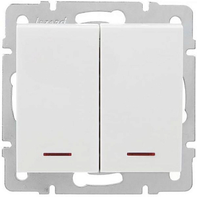 Вимикач двоклавішний Lezard Rain з підсвіткою 10 А 250В білий 703-0288-112
