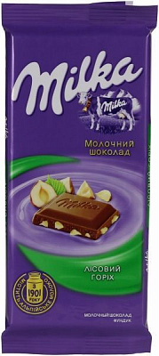 Шоколад Milka молочний з горіхами 95гр (0756991)