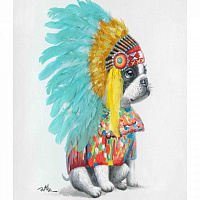 Картина на полотні Собака Індіанець 80x80 см KARE Design 53160 