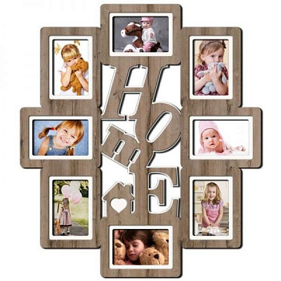 Рамка для фото 68х60 H C ДВП, светлое дерево 10x15 см серый 