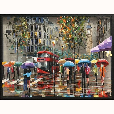 Полотно на картоні з контуром Міста №4 30х40 см Rosa Start