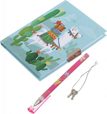 Блокнот детский на замочке в подарочной коробке с ручкой Malevaro Лама (641805-A)