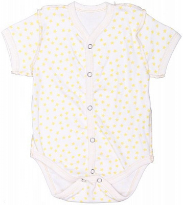Боді Bambinelli з коротким рукавом жовта зiрочка р.68 білий із малюнком