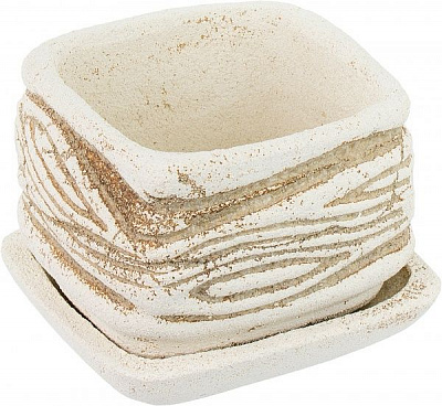 Горщик шамотний Дюна мала 170 квадратний 1,2л кремовий