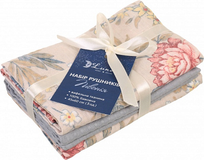 Набір рушників вафельних Півонія 45x60 см Luna різнокольоровий