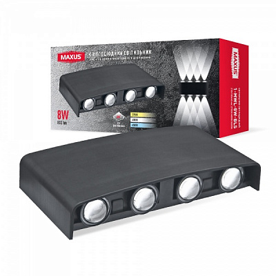 Светильник светодиодный Maxus 8 Вт черный 2700/4000/6500 К 1-MWL-8W-BLS 