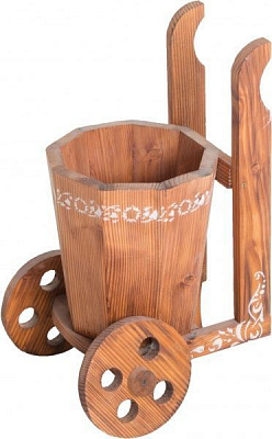 Кашпо декоративное ELSA Ведерко на колесах 44 см 