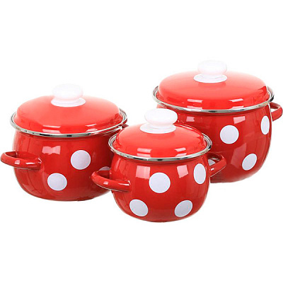 Набор кастрюль Горох красный 3 шт. Idilia