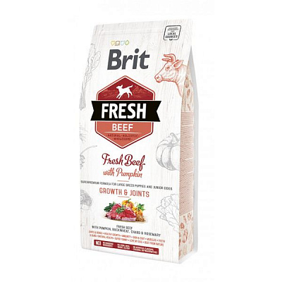 Корм для щенков и юниоров для больших пород Brit Fresh говядина и тыква 2,5 кг