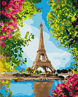 Картина по номерам Цветочный вид на Эйфелеву башню BS52706 40x50 см Brushme 