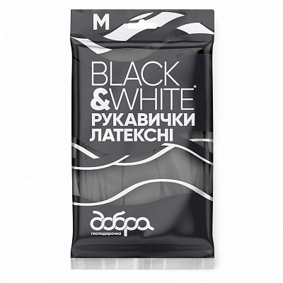 Перчатки латексные Добра господарочка Black & White стандартные р.M 1 пар/уп.
