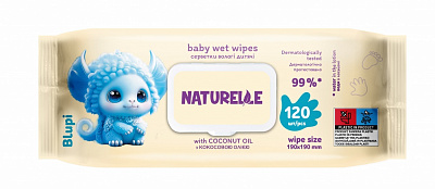 Дитячі вологі серветки Naturelle з кокосовою олією 120 шт.