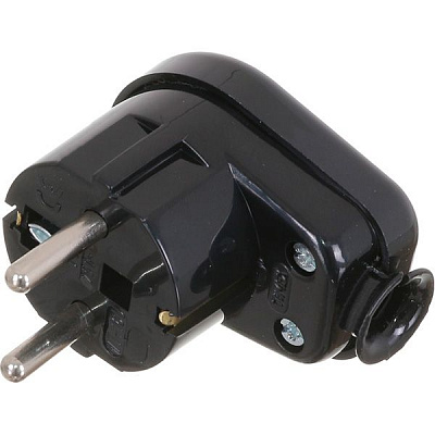 Электровилка угловая E.NEXT Uni-Schuko WT-16U 250В 16А пластик черный