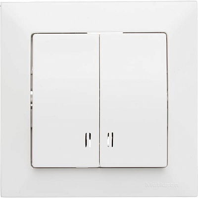 Вимикач подвійний з підсвіткою Mutlusan Candela білий