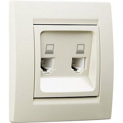 Розетка комп’ютерна подвійна UP! (Underprice) One крем 706-0303-141