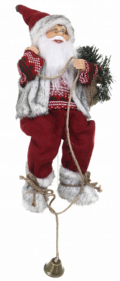 Декорация новогодняя Санта лесной на веревке красный кантри 30 см