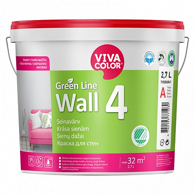 Фарба інтер'єрна латексна Vivacolor Wall 4 A з оксамитовим ефектом глибокий мат білий 2,7л