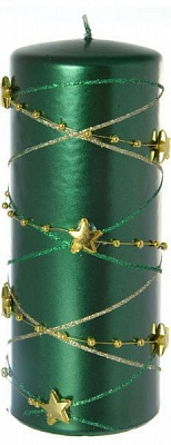 Свічка 70х150 мм Гірлянда зелена із золотим Pako-If