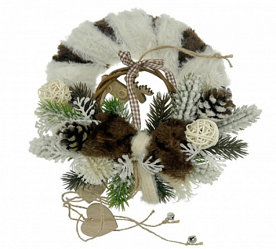 Вінок новорічний № 5 з прикрасами d150 мм
