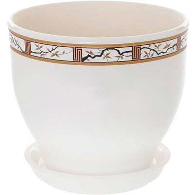 Горщик квітковий Оріана-Запоріжкераміка Віктор 4 л біла сакура