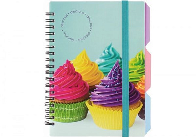 Блокнот Cupcake B6 спіраль з роздільниками 100 арк. клітинка O20358-06 Optima