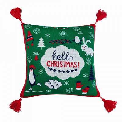 Подушка MERRY CHRISTMAS зелена 45x45 см білий із зеленим La Nuit