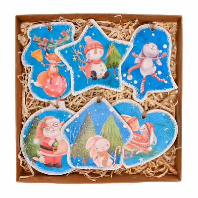 Набор новогодних украшений Лесные жители 9 см 6 шт./уп.