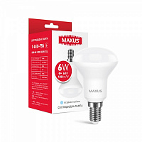 Лампа светодиодная Maxus 6 Вт R50 матовая E14 220 В 4100 К 1-LED-756 