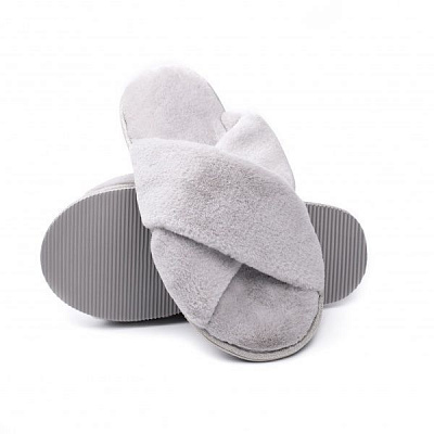 Тапки домашние Twins HS-LUX меховые перекрест р. 36/37 серый 