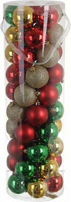 Набор елочных шаров пластиковых зелено-красно-золотой d60 мм 50 шт./уп. 
