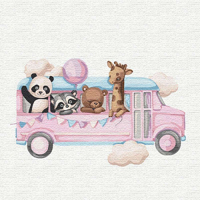 Картина по номерам Веселый автобус 30x30 см Идейка 