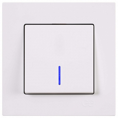 Вимикач одноклавішний Gunsan Eqona з підсвіткою білий