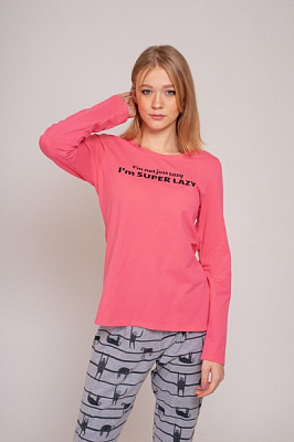 Комплект Vivioji лонгслив и штаны KTW-20-4-2 р. XL розовый/серый